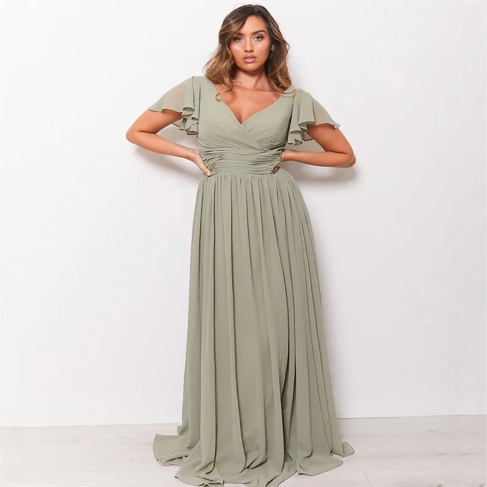 Customized Classic Bridesmaid Dresses Short Sleeves Open Back Sweep Train Sexy Deep V-neck A-line Pretty Women New Fashio
Customized Classic Bridesmaid Dresses Short Sleeves Open Back Sweep Train Sexy Deep V-neck A-line Pretty Women New Fashio