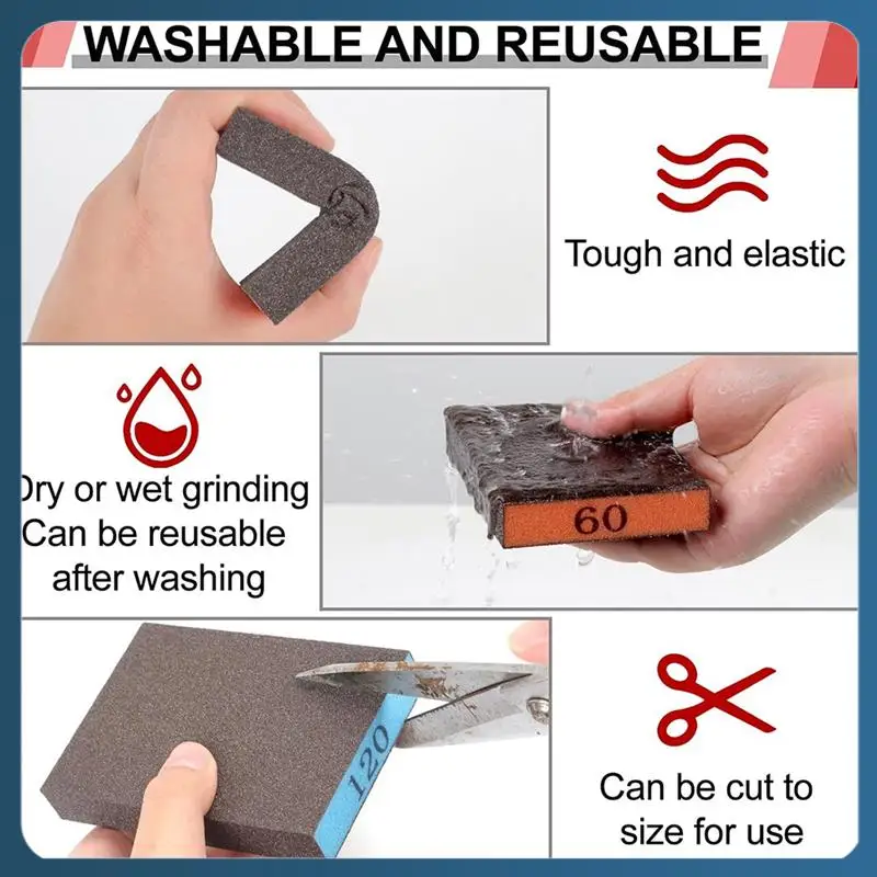 AB02 8 Pack Sanding Sponge, Washable And Reusable Sanding Blocks For Drywall Wood Metal Furniture, 60/80/120/220 Grit
AB02 8 Pack Sanding Sponge, Washable And Reusable Sanding Blocks For Drywall Wood Metal Furniture, 60/80/120/220 Grit