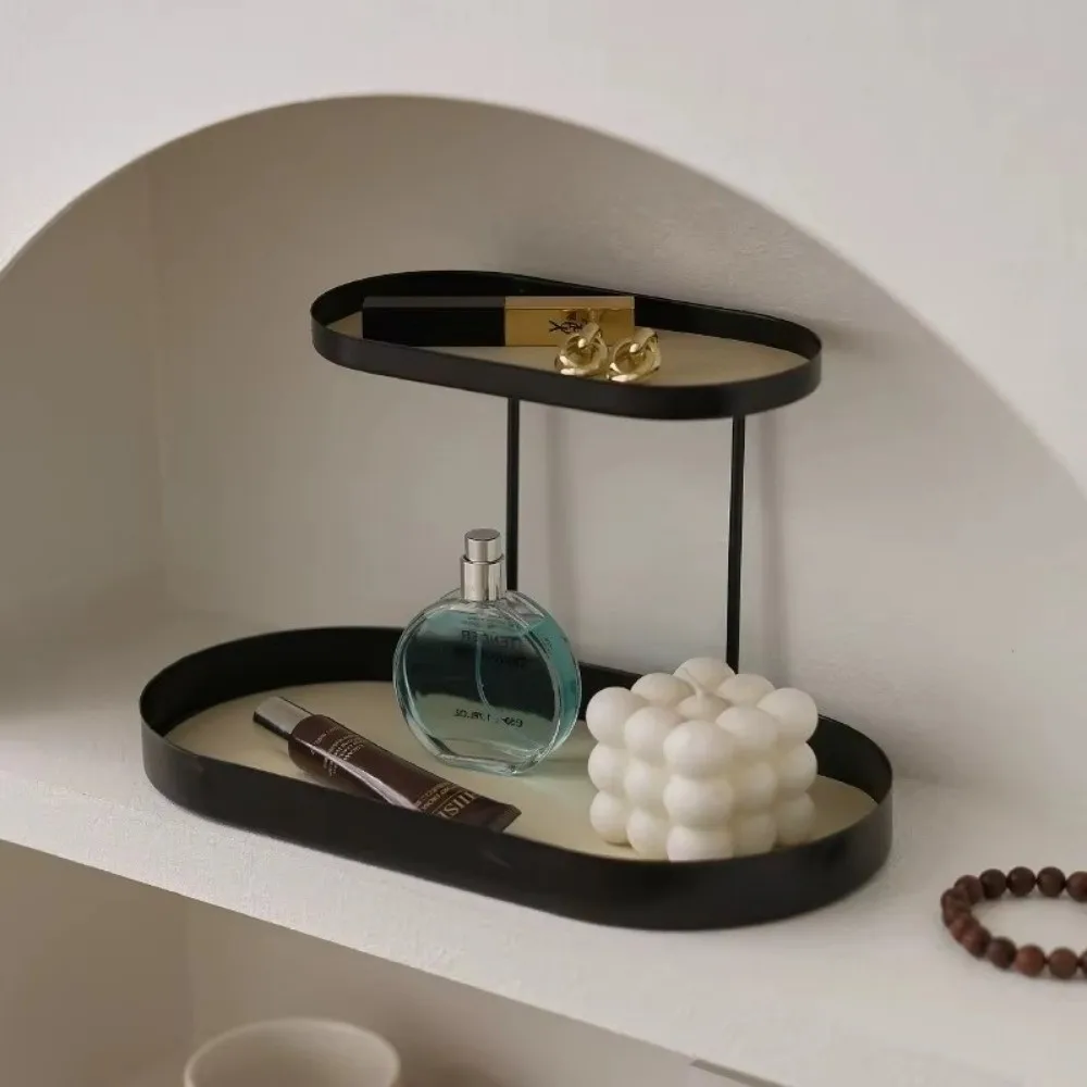 Creative Double-layers Desktop Tray Black Metal Perfume Shelf Storage Rack Washstand Dresser
Creative Double-layers Desktop Tray Black Metal Perfume Shelf Storage Rack Washstand Dresser