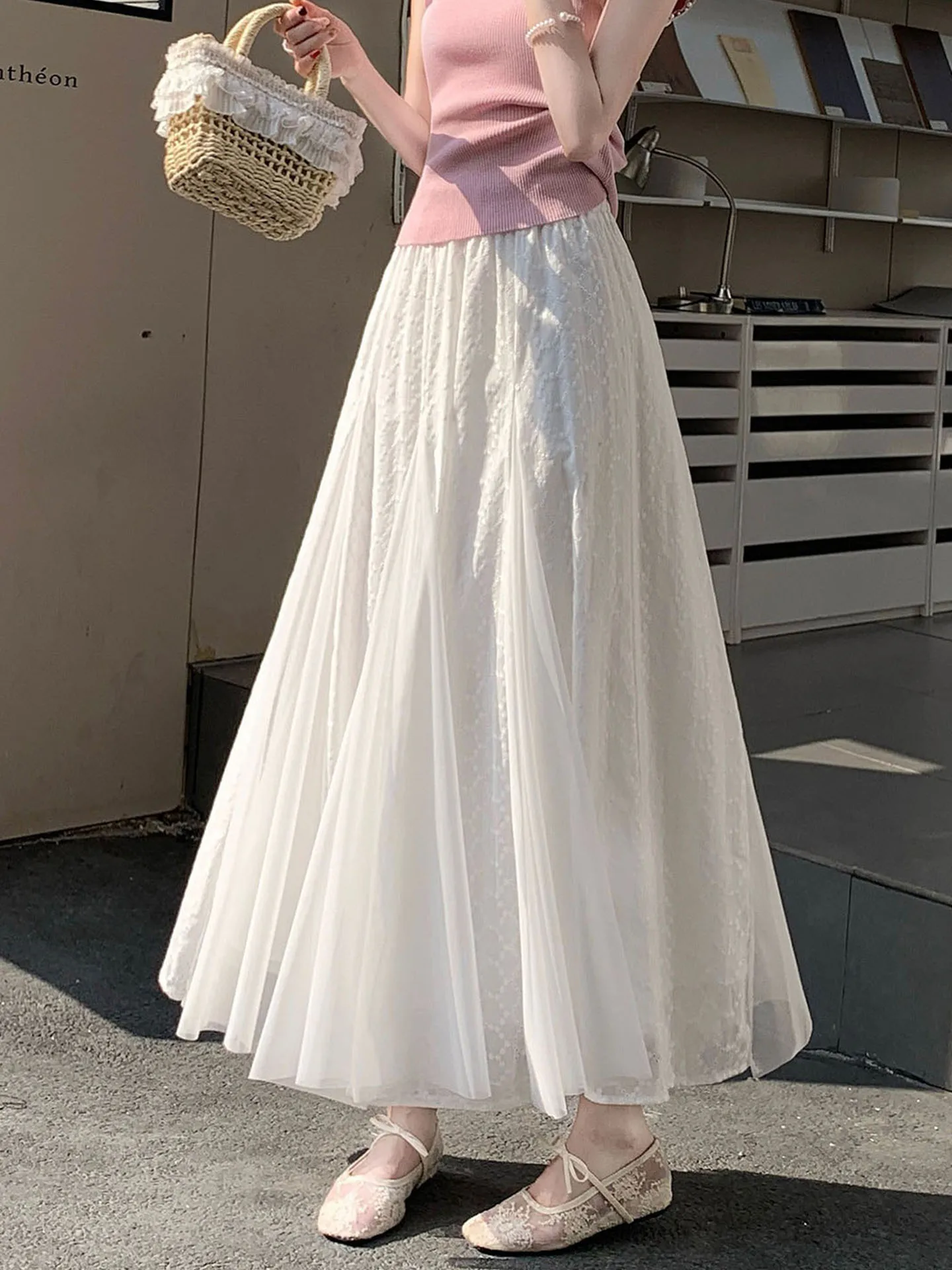 Emily Clud Recommended White Lace A-Line Midi Skirt Women's Spring Summer Elastic Waist Pleated Skirts Casual High Waist
Emily Clud Recommended White Lace A-Line Midi Skirt Women's Spring Summer Elastic Waist Pleated Skirts Casual High Waist