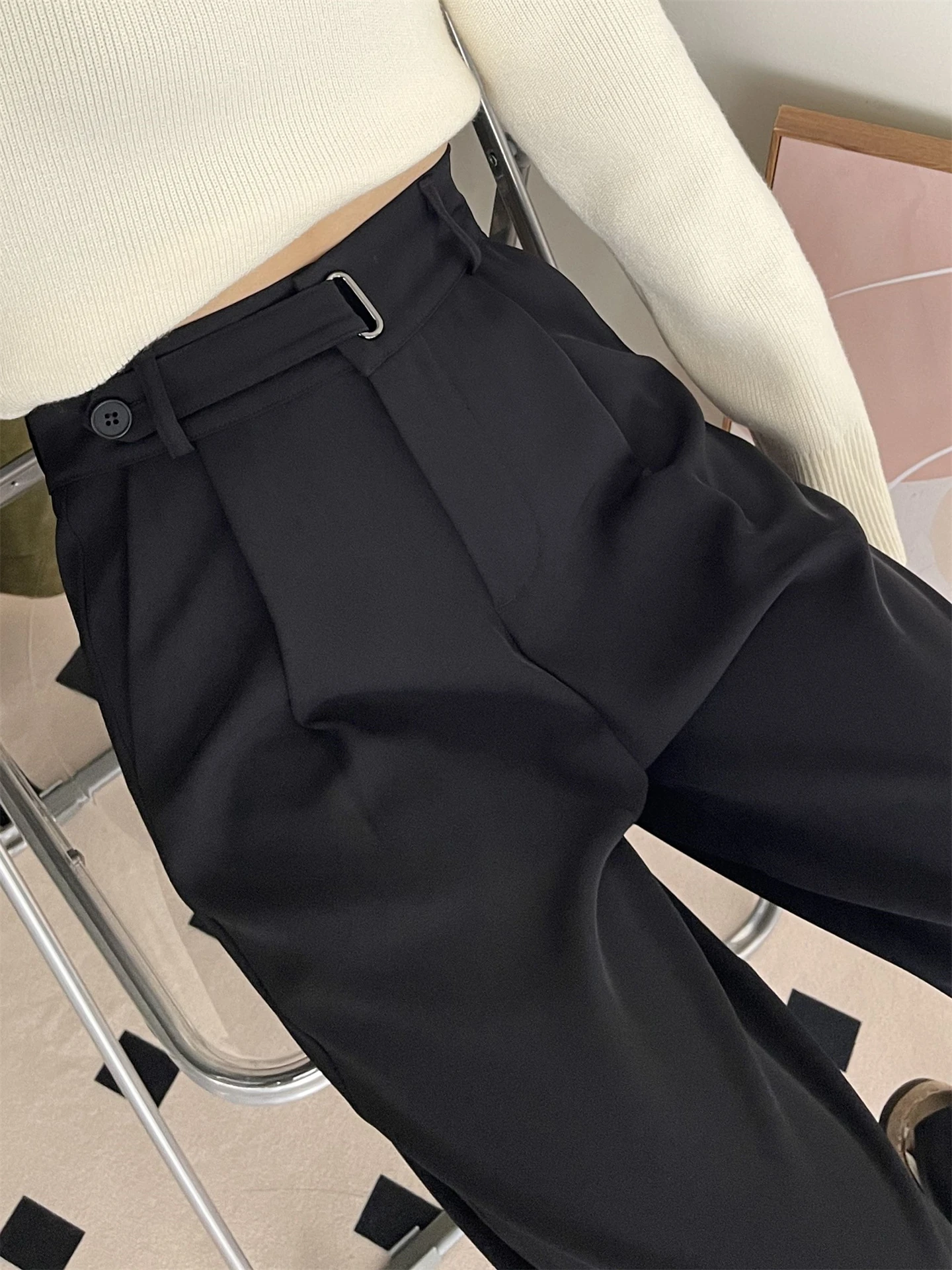 High Waist Straight Leg Suit Pants Women's Casual Trousers Pear Shape plus Size Design Sensation Drapey Slimming Long Pants
High Waist Straight Leg Suit Pants Women's Casual Trousers Pear Shape plus Size Design Sensation Drapey Slimming Long Pants
