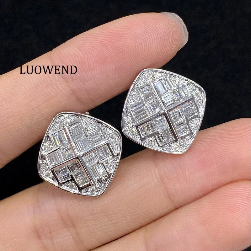 Серьги LUOWEND из белого золота 18 карат, роскошные серьги-гвоздики из настоящего натурального бриллианта для женщин, модные геометрические серьги в высоком стиле, ювелирные изделия
Серьги LUOWEND из белого золота 18 карат, роскошные серьги-гвоздики из настоящего натурального бриллианта для женщин, модные геометрические серьги в высоком стиле, ювелирные изделия