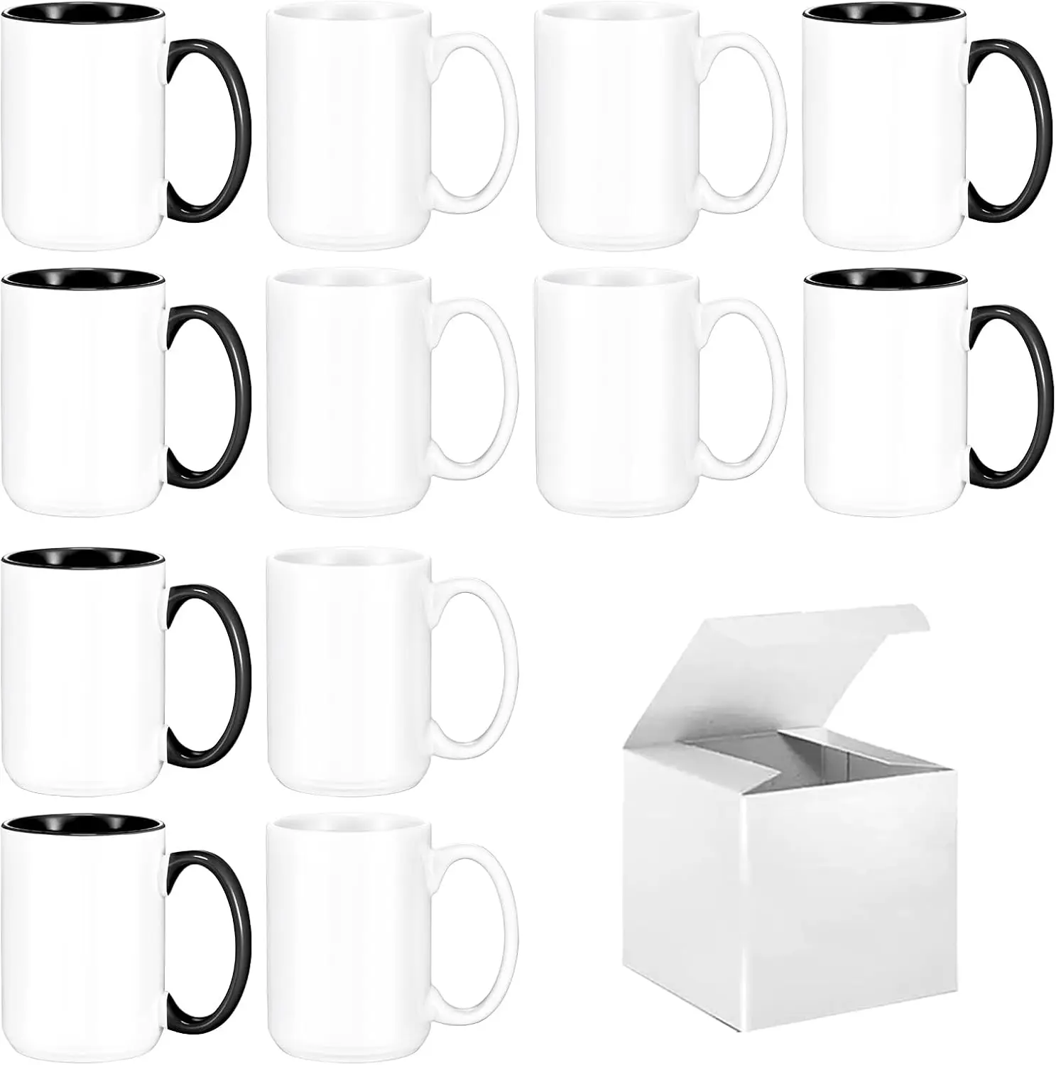 Набор из 12 сублимационных кружек, набор объемных кофейных чашек на 15 унций — белые и черные заготовки для термопресса «сделай сам» для настройки
Набор из 12 сублимационных кружек, набор объемных кофейных чашек на 15 унций — белые и черные заготовки для термопресса «сделай сам» для настройки