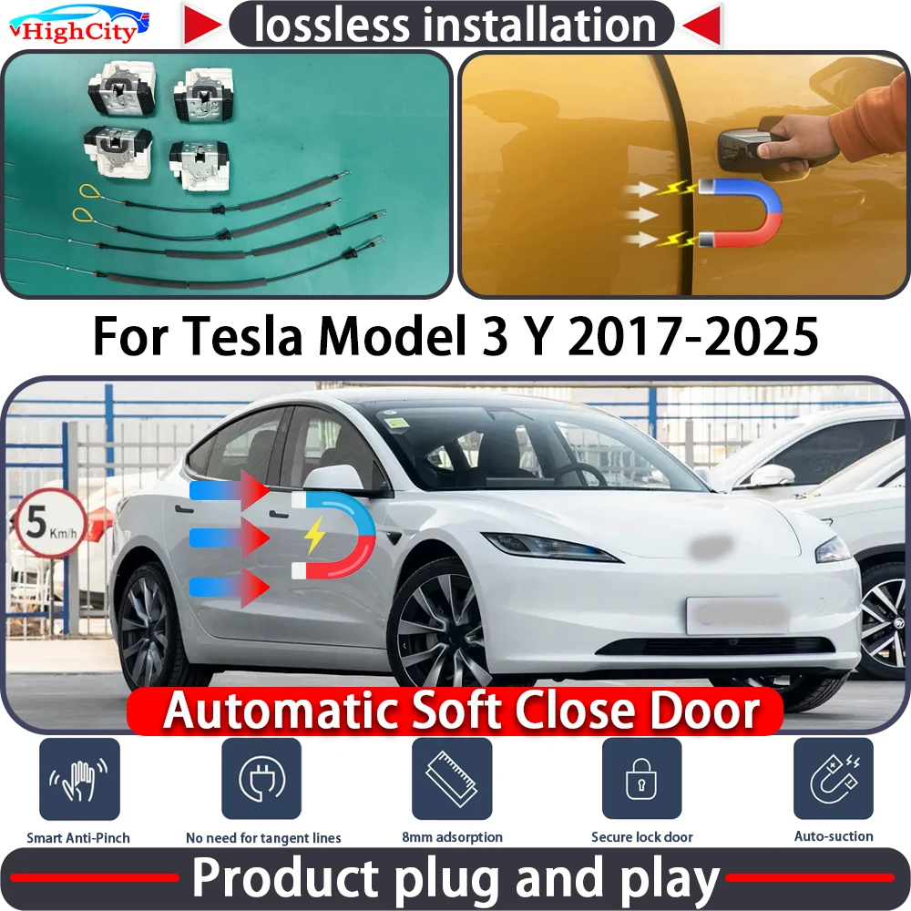 Электрический привод замка двери HighCity для Tesla Model 3 Y 2017-2025: система плавного закрывания, автоматический механизм открывания двери
Электрический привод замка двери HighCity для Tesla Model 3 Y 2017-2025: система плавного закрывания, автоматический механизм открывания двери