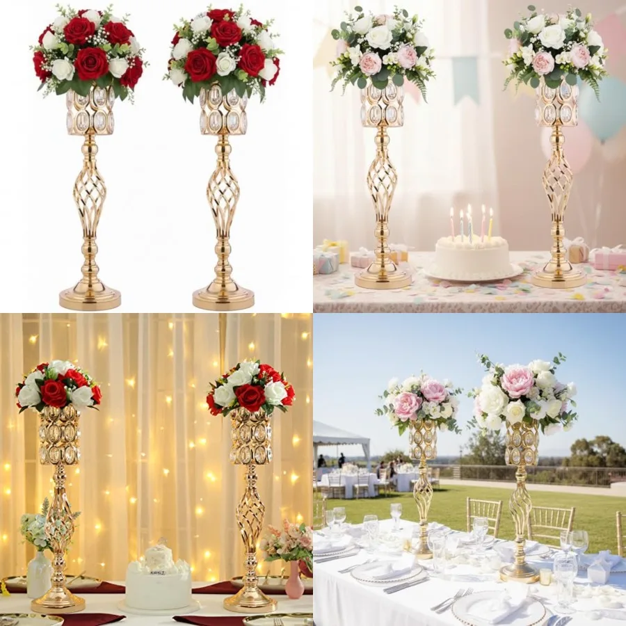 Crystal Wedding Centerpiece Vases for Tables - Set of 2 Metal Vases, 24in Tall Versatile Flower Holders, Elegant Flower Stands
Crystal Wedding Centerpiece Vases for Tables - Set of 2 Metal Vases, 24in Tall Versatile Flower Holders, Elegant Flower Stands