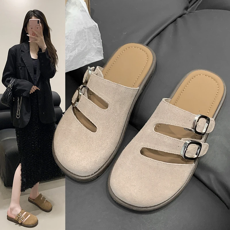 Sandals for women in 2024, trendy summer new style, flat bottomed lazy half slippers, women's belt buckle sandals
Sandals for women in 2024, trendy summer new style, flat bottomed lazy half slippers, women's belt buckle sandals