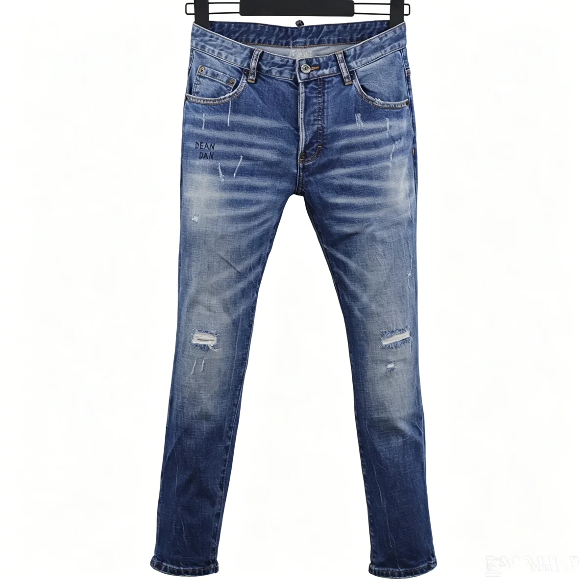 6042 Four Seasons New Men's Jeans Fashion Slim Fit Ripped Patch Broken Ink Stitching Feet Blue Jeans
6042 Four Seasons New Men's Jeans Fashion Slim Fit Ripped Patch Broken Ink Stitching Feet Blue Jeans