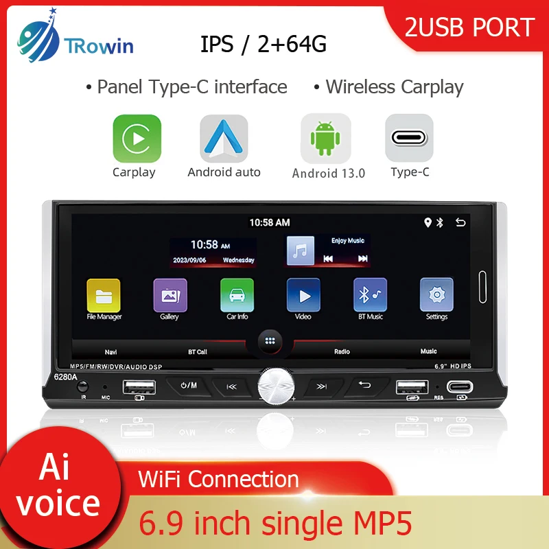 Universal Auto Radio Android Multimedia Player 6.9 inch Touch Screen 1 Din Car Stereo Video GPS Navigation WiFi Bluetooth
Universal Auto Radio Android Multimedia Player 6.9 inch Touch Screen 1 Din Car Stereo Video GPS Navigation WiFi Bluetooth