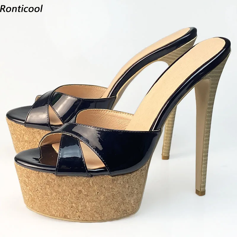 Ronticool 2021 New Women Platform Mules Sandals Cork Pattern Stiletto Heels Open Toe Elegant Black Casual Shoes US Size 5-20
Ronticool 2021 New Women Platform Mules Sandals Cork Pattern Stiletto Heels Open Toe Elegant Black Casual Shoes US Size 5-20