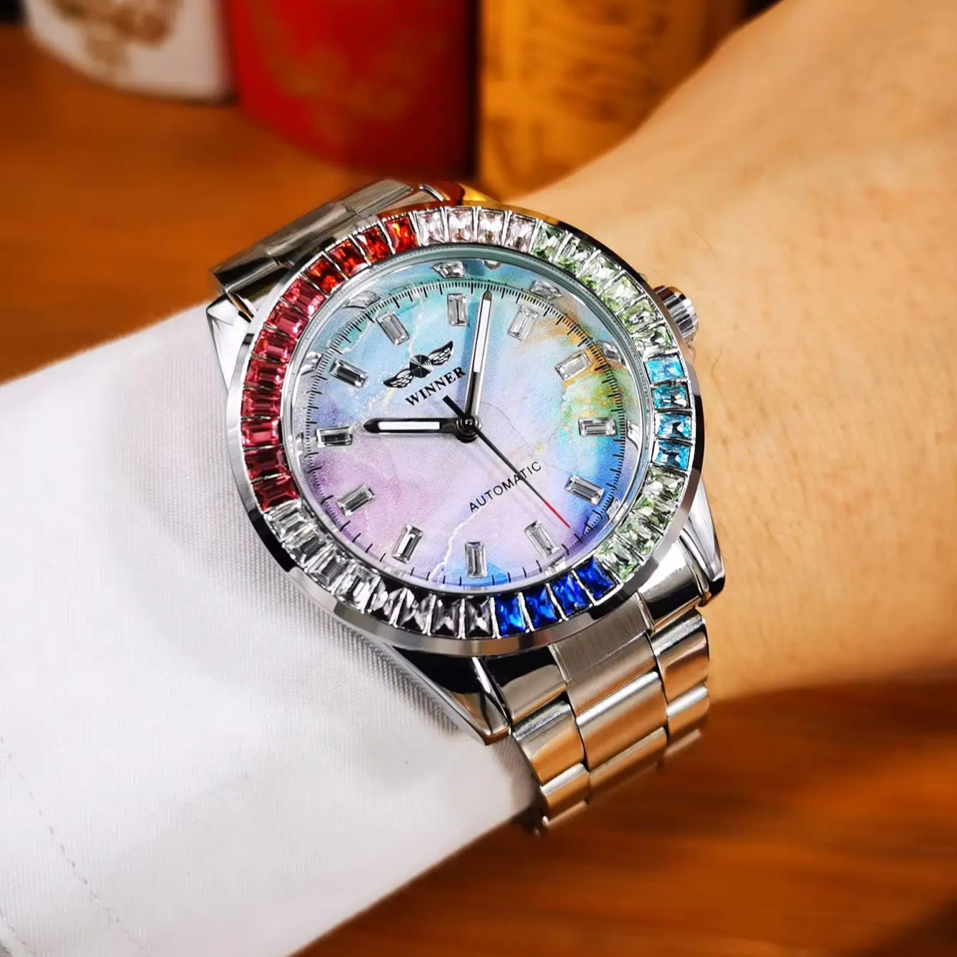 WINNER Business Automatic Watch for Men Minimalist Fashion Mechanical Mens Watches Top Brand Luxury Stainless Steel Strap Clock
WINNER Business Automatic Watch for Men Minimalist Fashion Mechanical Mens Watches Top Brand Luxury Stainless Steel Strap Clock