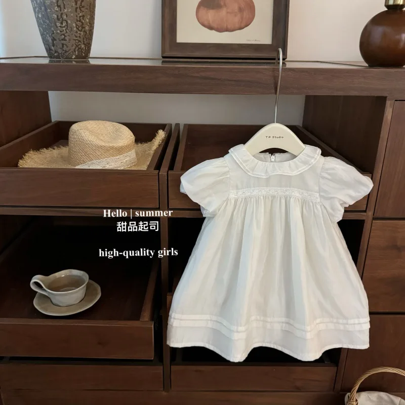 Girls Elegant White Dress Puff Sleeve with Lace Trim Ruffle Collar Casual Fashionable and Comfortable Summer Outfit for Girls
Girls Elegant White Dress Puff Sleeve with Lace Trim Ruffle Collar Casual Fashionable and Comfortable Summer Outfit for Girls
