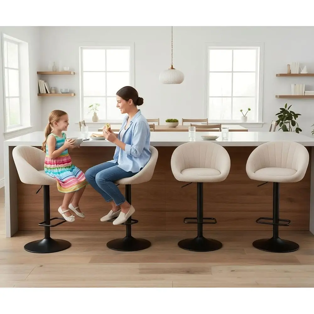 Adjustable Bar Stools Set of 4 with Back, Upholstered Seats, Black Legs for Kitchen Island or Home Bar in Beige
Adjustable Bar Stools Set of 4 with Back, Upholstered Seats, Black Legs for Kitchen Island or Home Bar in Beige