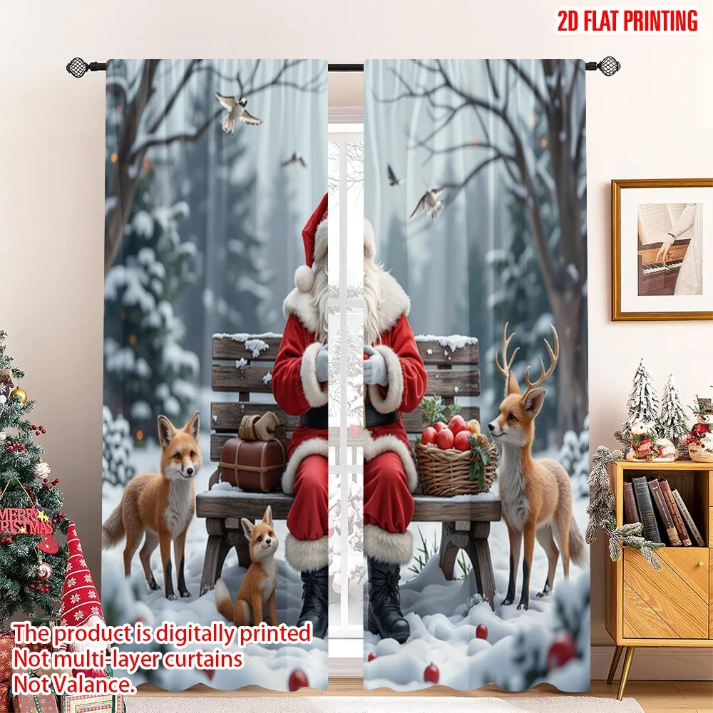 2pcs 2D flat printing Christmas Curtain Santa Snow Forest Animals Fabric Without Electricity Festive Curtains Use for Outdoor
2pcs 2D flat printing Christmas Curtain Santa Snow Forest Animals Fabric Without Electricity Festive Curtains Use for Outdoor