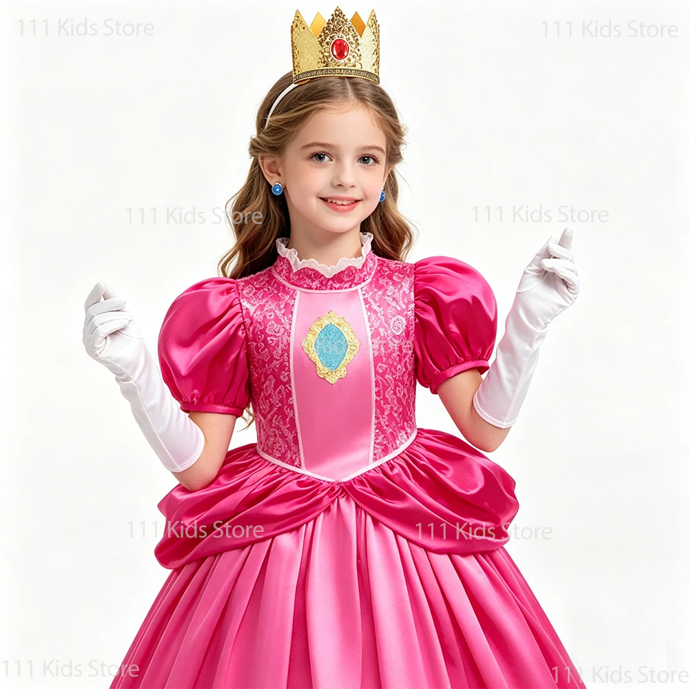 Cartoon Princess Peach Cosplay Costume with Accessory Girls Carnival Outfit Pink Evening Dress Children Superbro Role-play Dress
Cartoon Princess Peach Cosplay Costume with Accessory Girls Carnival Outfit Pink Evening Dress Children Superbro Role-play Dress