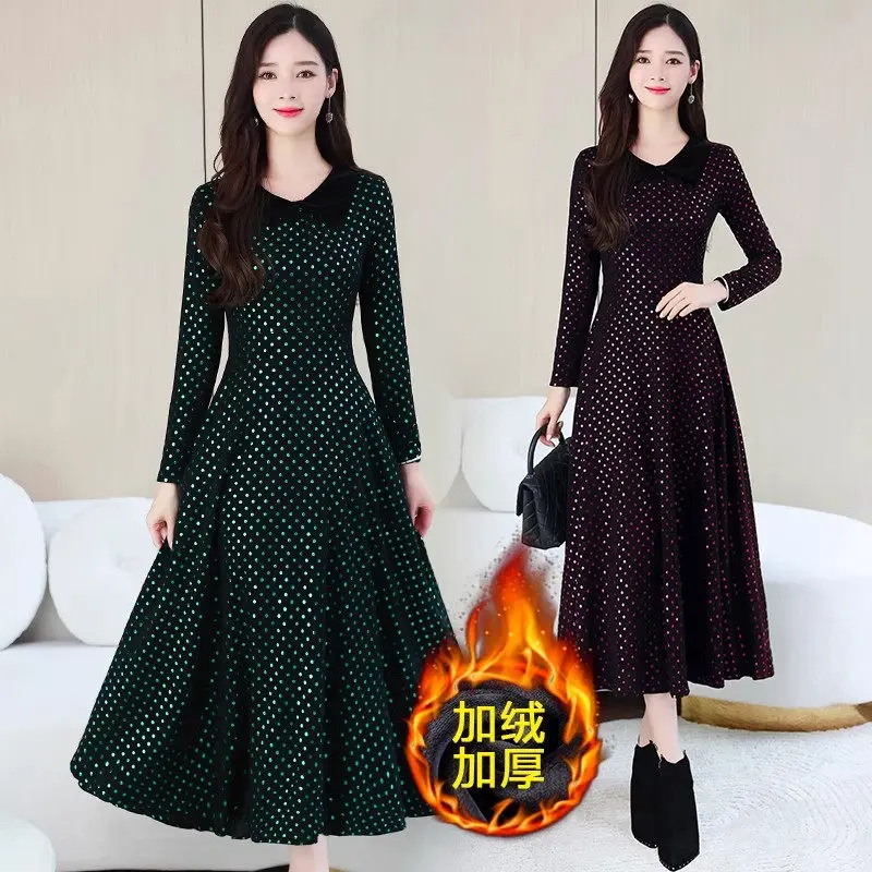 Polka Dot Dress For Women Autumn And Winter 2023 New Plush Thick Long Sleeve Slim Fit Elegant Lapel Padded Velvet Dress Z4091
Polka Dot Dress For Women Autumn And Winter 2023 New Plush Thick Long Sleeve Slim Fit Elegant Lapel Padded Velvet Dress Z4091