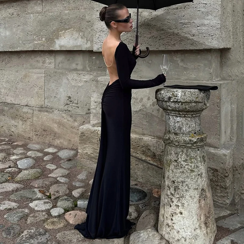 Typhaland Sexy Backless Chain Long Dress Women Fashionb Slim Long Sleeve Black Evening Party Dress High Waist 2026 New Summer
Typhaland Sexy Backless Chain Long Dress Women Fashionb Slim Long Sleeve Black Evening Party Dress High Waist 2026 New Summer