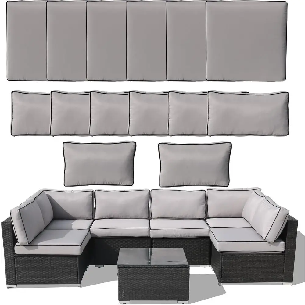 6-местный светло-серый уличный диван-секция из ротанга с водонепроницаемыми подушками на молнии
6-местный светло-серый уличный диван-секция из ротанга с водонепроницаемыми подушками на молнии