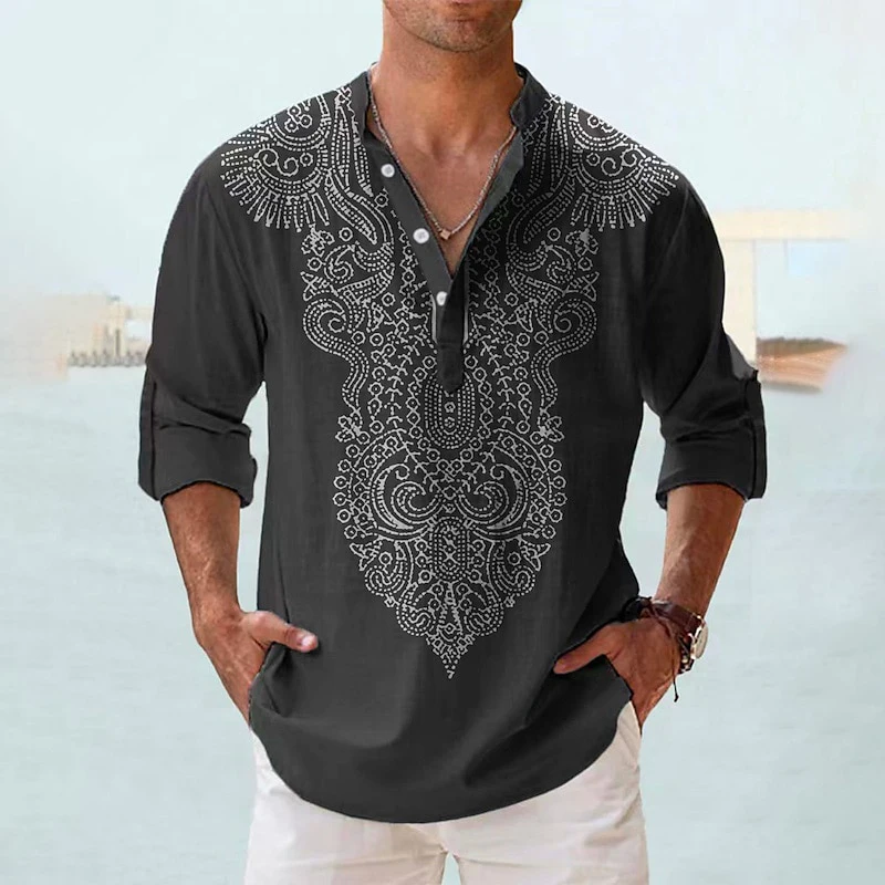 Ethnic Style 3D Print Henley Shirts Men's Fashion Vintage Oversized Stand Collar Long Sleeve Shirt Male Tops Blouse Man Clothing
Ethnic Style 3D Print Henley Shirts Men's Fashion Vintage Oversized Stand Collar Long Sleeve Shirt Male Tops Blouse Man Clothing