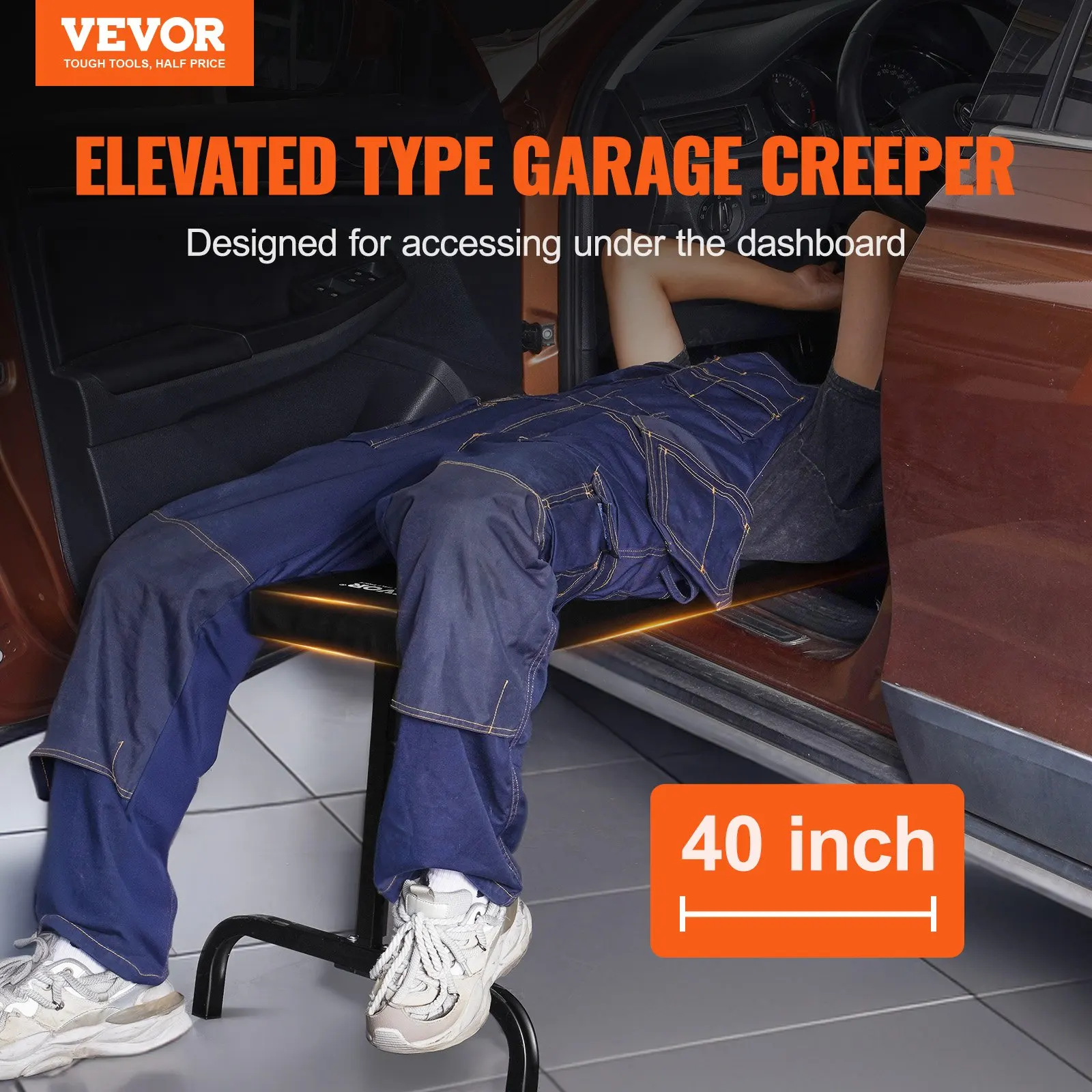 Under Dash Creeper, 40 In, 330 Lbs Load Capacity Rolling Mechanic Garage Creeper, 20.3-27.4 In Height Adjustable, Laying Down
Under Dash Creeper, 40 In, 330 Lbs Load Capacity Rolling Mechanic Garage Creeper, 20.3-27.4 In Height Adjustable, Laying Down