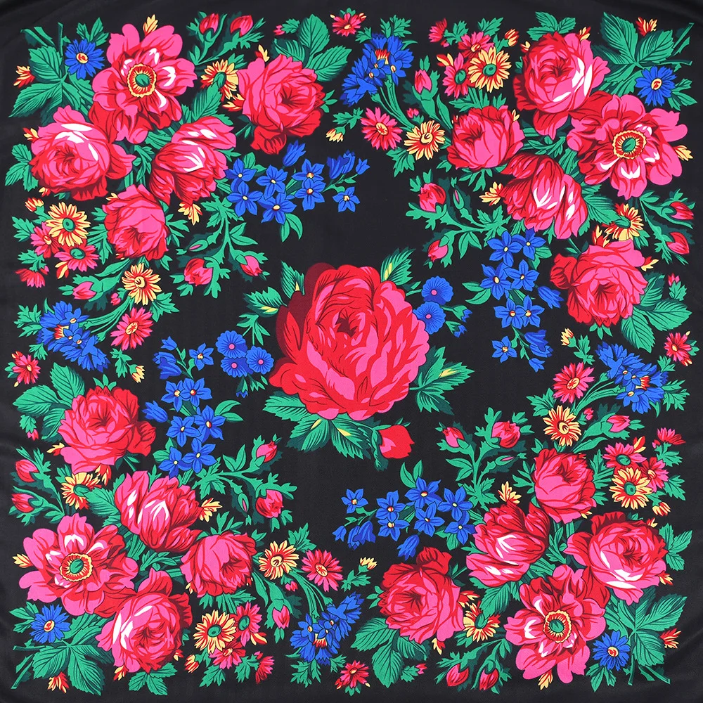 130*130cm Luxury Floral Print Russian National Square Scarf Women Fringed Bandana Ukrainian Shawl Babushka Hijab Head Wraps
130*130cm Luxury Floral Print Russian National Square Scarf Women Fringed Bandana Ukrainian Shawl Babushka Hijab Head Wraps