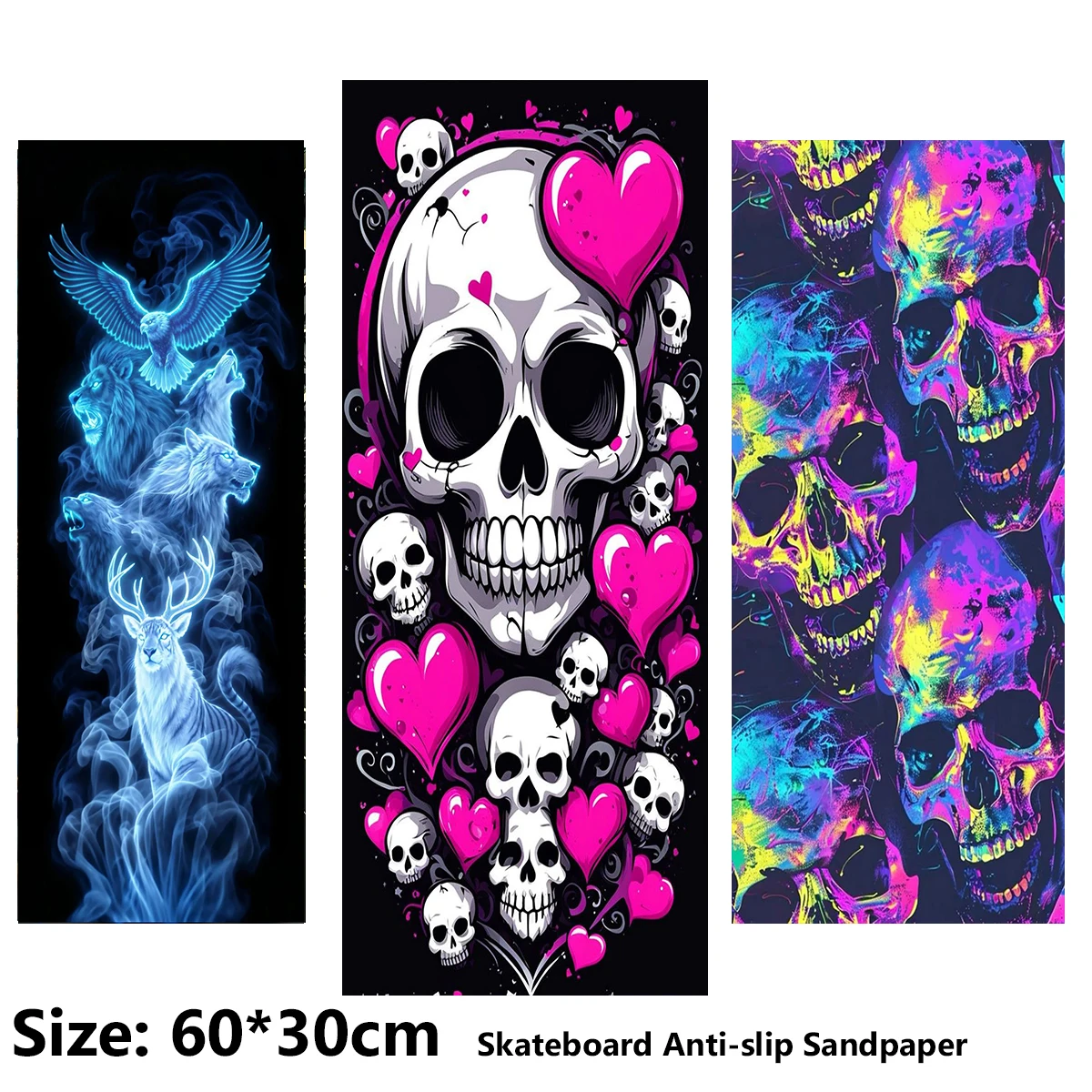 Heart-shaped Skull Animal Geometric Pattern ElecStric Scooter Anti-slip Sticker Sandpaper Skateboard Grip Tape Sheet 60*30cm
Heart-shaped Skull Animal Geometric Pattern ElecStric Scooter Anti-slip Sticker Sandpaper Skateboard Grip Tape Sheet 60*30cm
