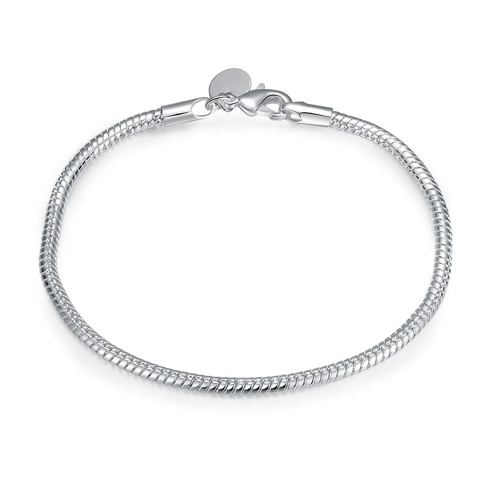 925 Sterling Silver European and American Simple Fashion Snake Bone Chain 3mm silver bracelets for women jewelry
925 Sterling Silver European and American Simple Fashion Snake Bone Chain 3mm silver bracelets for women jewelry