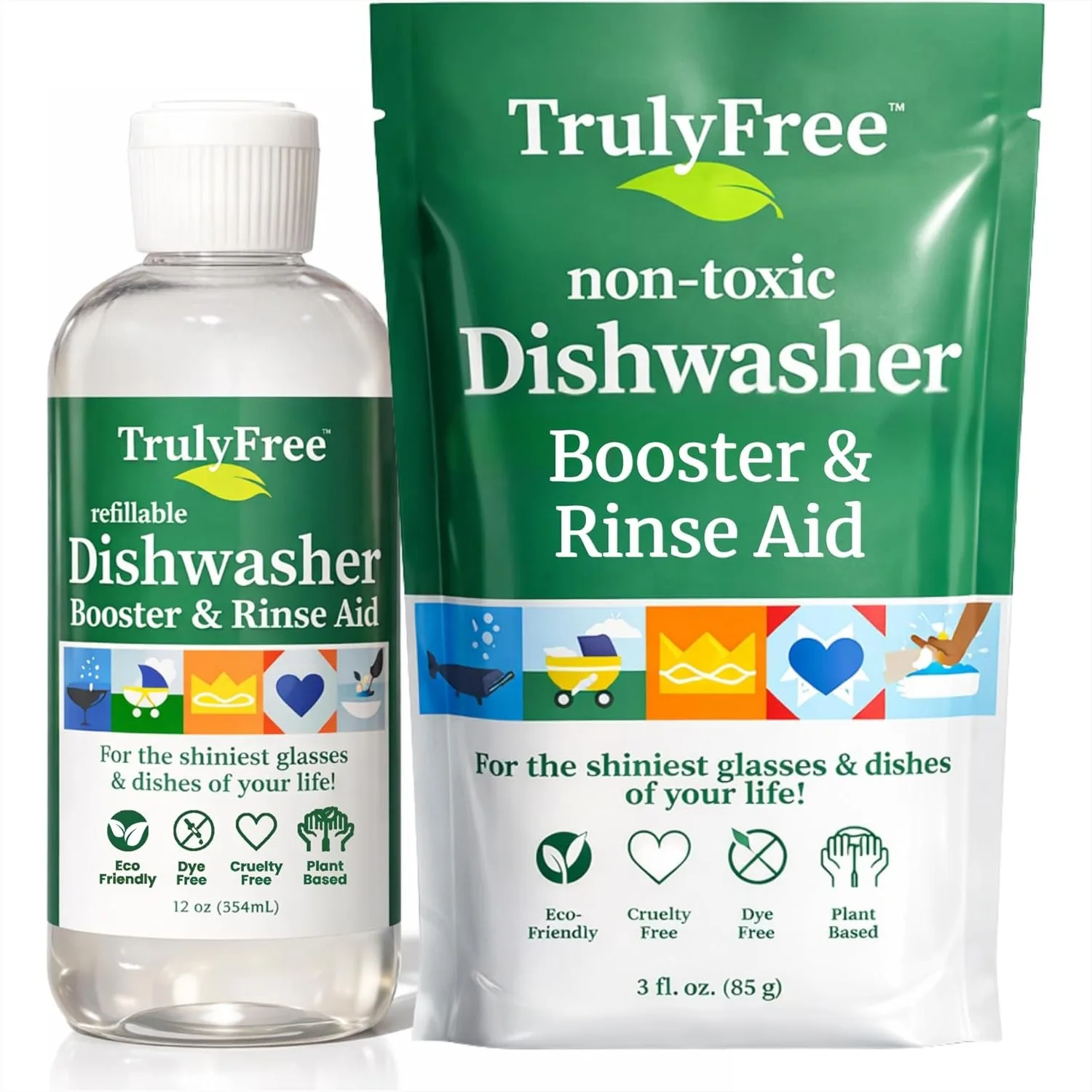 Natural Dishwasher Booster & Rinse Aid Kit with Refillable Bottle, Removes Residue and Water Spots for Sparkling Dishes
Natural Dishwasher Booster & Rinse Aid Kit with Refillable Bottle, Removes Residue and Water Spots for Sparkling Dishes