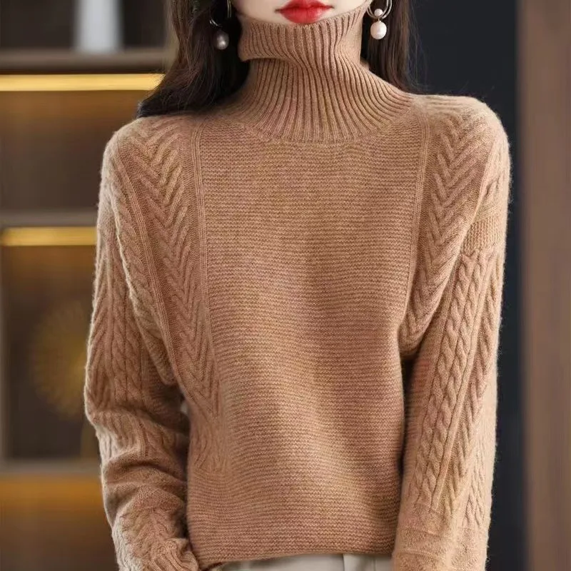 Женский Теплый свитер Pull Femme с высоким воротником, новинка на осень и зиму, плотная вязаная рубашка с длинным рукавом, однотонный пуловер, Топ
Женский Теплый свитер Pull Femme с высоким воротником, новинка на осень и зиму, плотная вязаная рубашка с длинным рукавом, однотонный пуловер, Топ