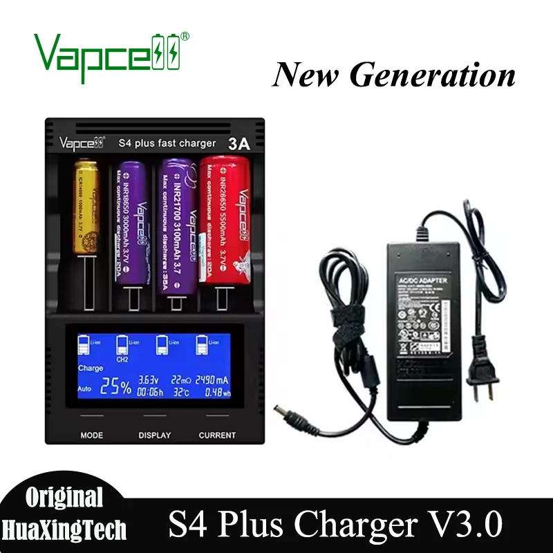 Оригинальное быстрое зарядное устройство Vapcell S4 Plus V3.0 3A, 4 слота, 12 А, новый адаптер для хранения модов, умный тестер батареи для аккумуляторов 18650 21700 26650
Оригинальное быстрое зарядное устройство Vapcell S4 Plus V3.0 3A, 4 слота, 12 А, новый адаптер для хранения модов, умный тестер батареи для аккумуляторов 18650 21700 26650