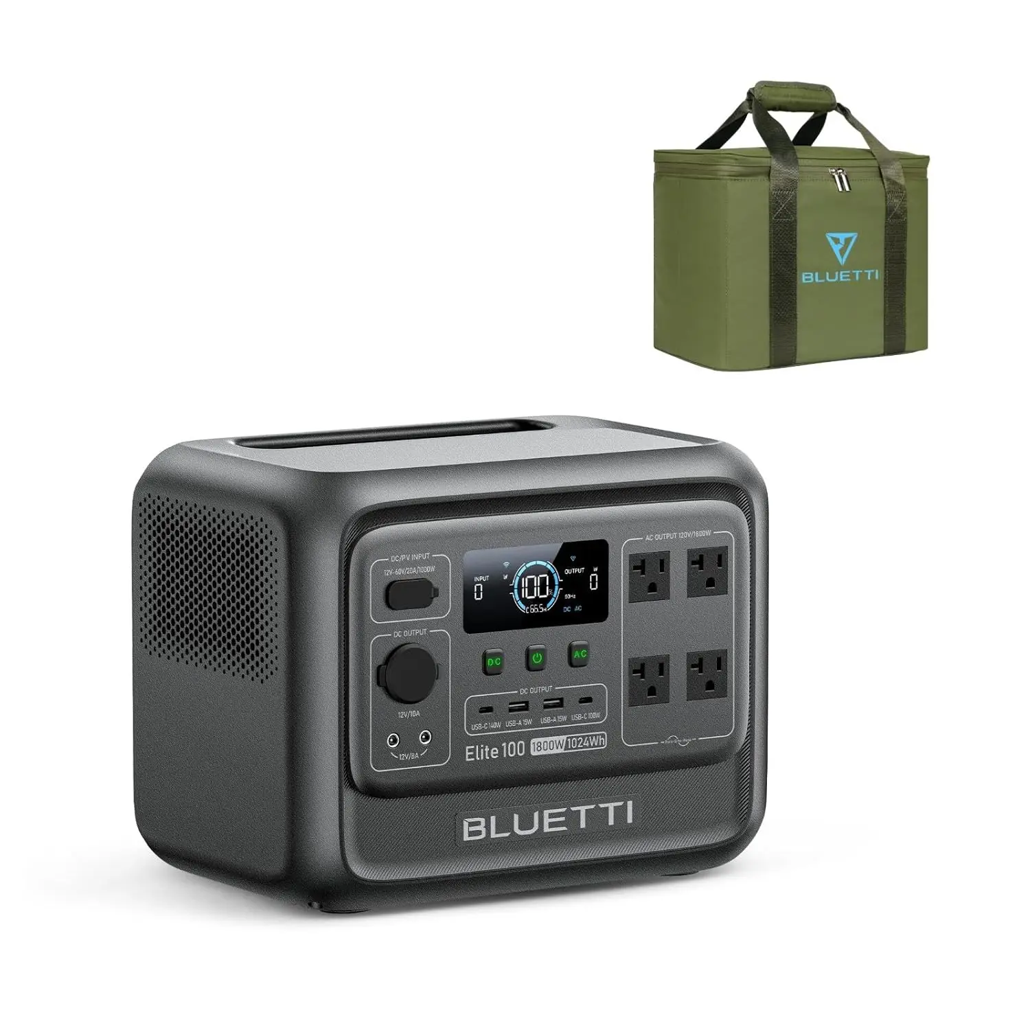 Elite 100 V2 Portable Power Station with Bag (Ship Separately), 1024Wh LFP Battery Backup w/ 4 1800W AC Outlets (3600W, Custom
Elite 100 V2 Portable Power Station with Bag (Ship Separately), 1024Wh LFP Battery Backup w/ 4 1800W AC Outlets (3600W, Custom