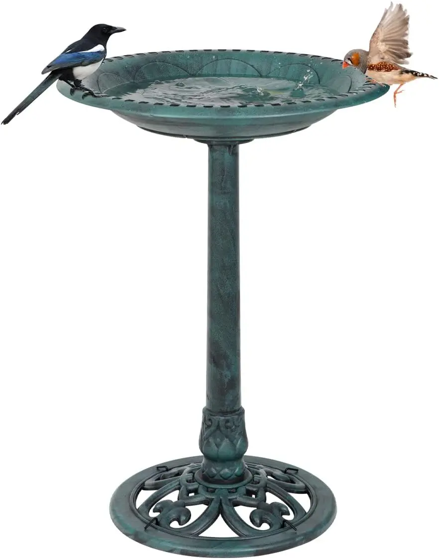 28in Vintage Birdbath Outdoor, Pedestal Bowl Garden Accent Décor (Green)
28in Vintage Birdbath Outdoor, Pedestal Bowl Garden Accent Décor (Green)