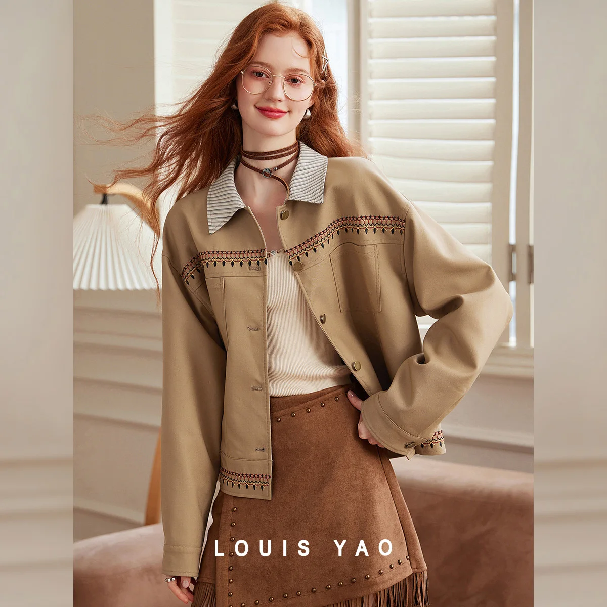LOUIS YAO British-Style Color Block Women's Jacket 2025 Autumn Top Loose-Fit Cardigan Turn-down Collar Embroidered Jacket
LOUIS YAO British-Style Color Block Women's Jacket 2025 Autumn Top Loose-Fit Cardigan Turn-down Collar Embroidered Jacket