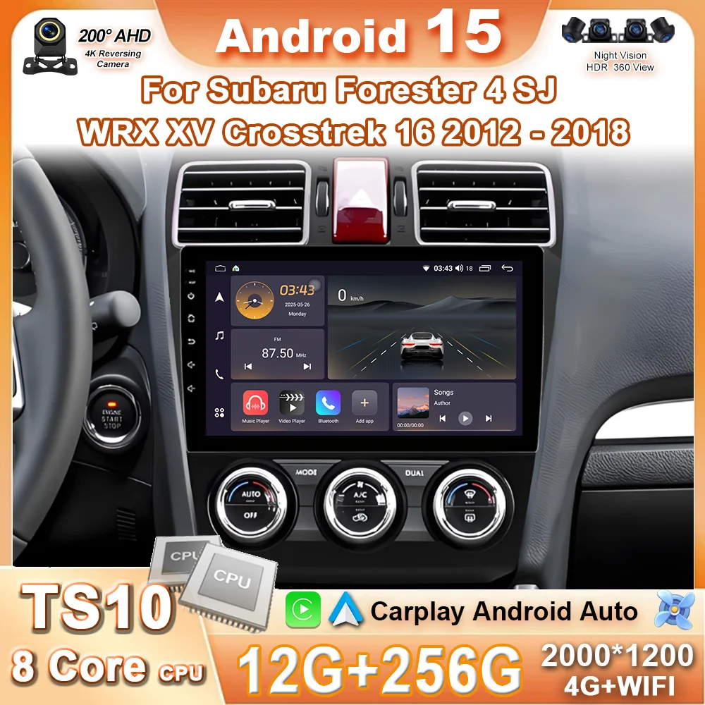 Car Android 15 For Subaru Forester 4 SJ WRX XV Crosstrek 16 2012 - 2018 Auto Radio Stereo Car GPS Player Navigation 4G+Wifi BT
Car Android 15 For Subaru Forester 4 SJ WRX XV Crosstrek 16 2012 - 2018 Auto Radio Stereo Car GPS Player Navigation 4G+Wifi BT
