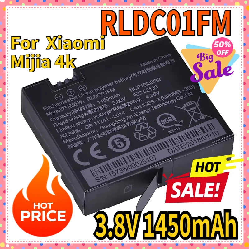 3.8V RLDC01FM For Xiaomi Mijia 4k Rechargeable Li-ion Polymer Battery Bateria For Xiao Mi Mi Jia Action Mini Camera Accessories
3.8V RLDC01FM For Xiaomi Mijia 4k Rechargeable Li-ion Polymer Battery Bateria For Xiao Mi Mi Jia Action Mini Camera Accessories