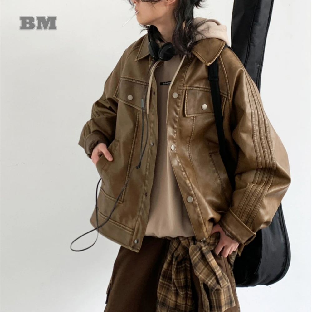 Korean Fashion Motorcycle Leather Jacket For Men Women Clothing High Quality Streetwear Hip Hop Lapel Jacket Harajuku Trend Coat
Korean Fashion Motorcycle Leather Jacket For Men Women Clothing High Quality Streetwear Hip Hop Lapel Jacket Harajuku Trend Coat