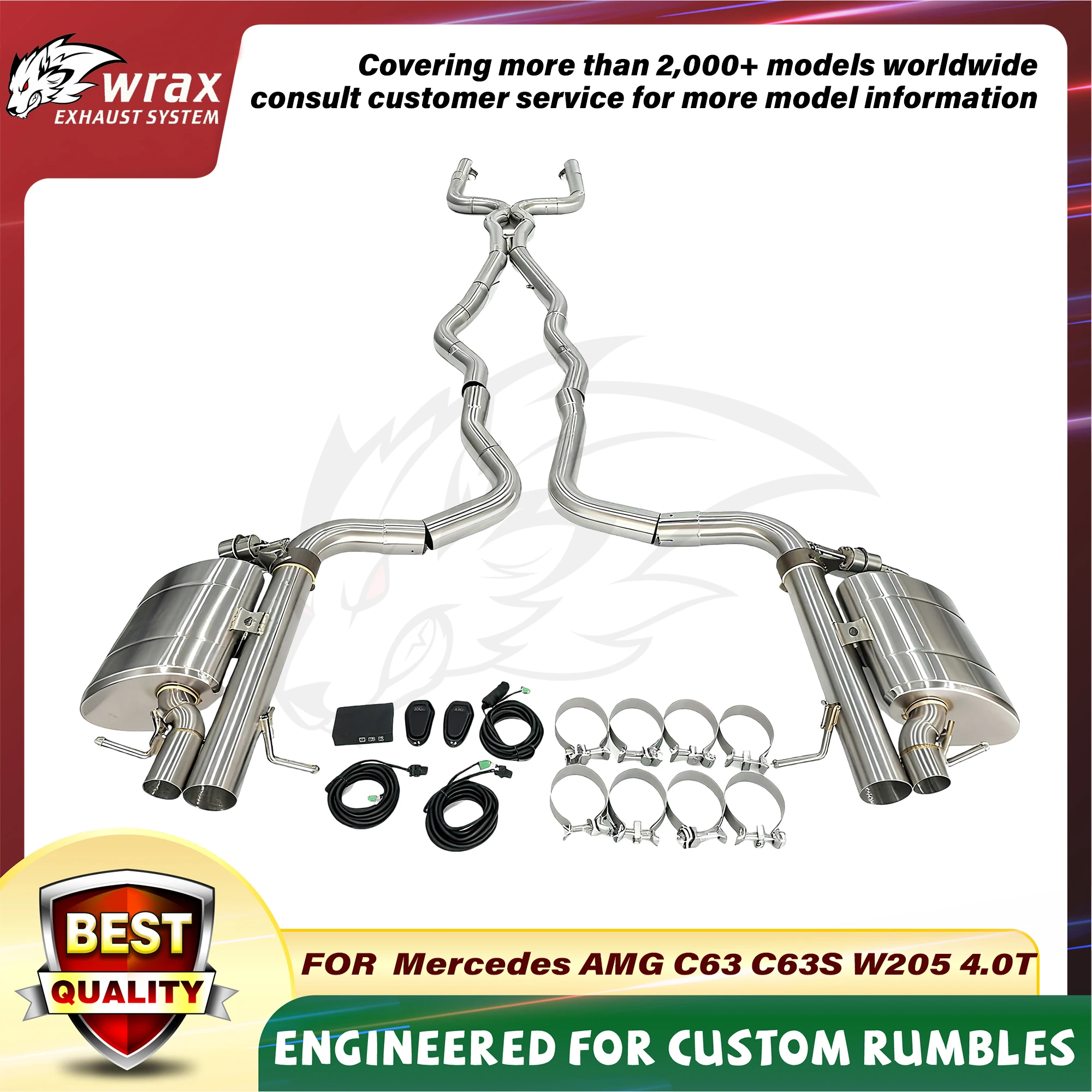 WRAX Upgrade to a Sports Exhaust System for Mercedes BENZ AMG C 63 C63S W205 2015+ 4.0T Stainless Steel Catback Vacuum Valve
WRAX Upgrade to a Sports Exhaust System for Mercedes BENZ AMG C 63 C63S W205 2015+ 4.0T Stainless Steel Catback Vacuum Valve