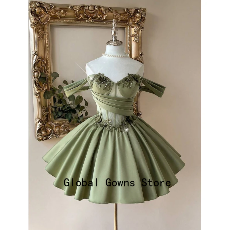 Sage Green Short Prom Dress Off Shoulder Short A Line Graduation Dresses Appliques Backless Birthday Party Gown Customized dress
Sage Green Short Prom Dress Off Shoulder Short A Line Graduation Dresses Appliques Backless Birthday Party Gown Customized dress