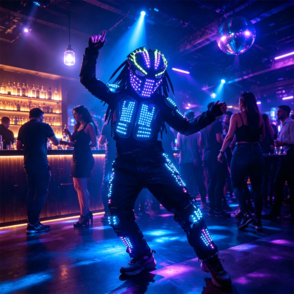 RGB Flashing LED Predator Mask for Stage Lighting up Costume Accessory for Dance Performance Suit Helmet Cosplay Ball Show
RGB Flashing LED Predator Mask for Stage Lighting up Costume Accessory for Dance Performance Suit Helmet Cosplay Ball Show