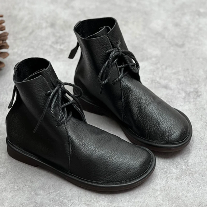 Vintage Women's Ankle Boots Luxury Genuine Leather 2025 Spring Soft Leather Handmade Quality Fashion Ladies Flat Outdoor Shoes
Vintage Women's Ankle Boots Luxury Genuine Leather 2025 Spring Soft Leather Handmade Quality Fashion Ladies Flat Outdoor Shoes