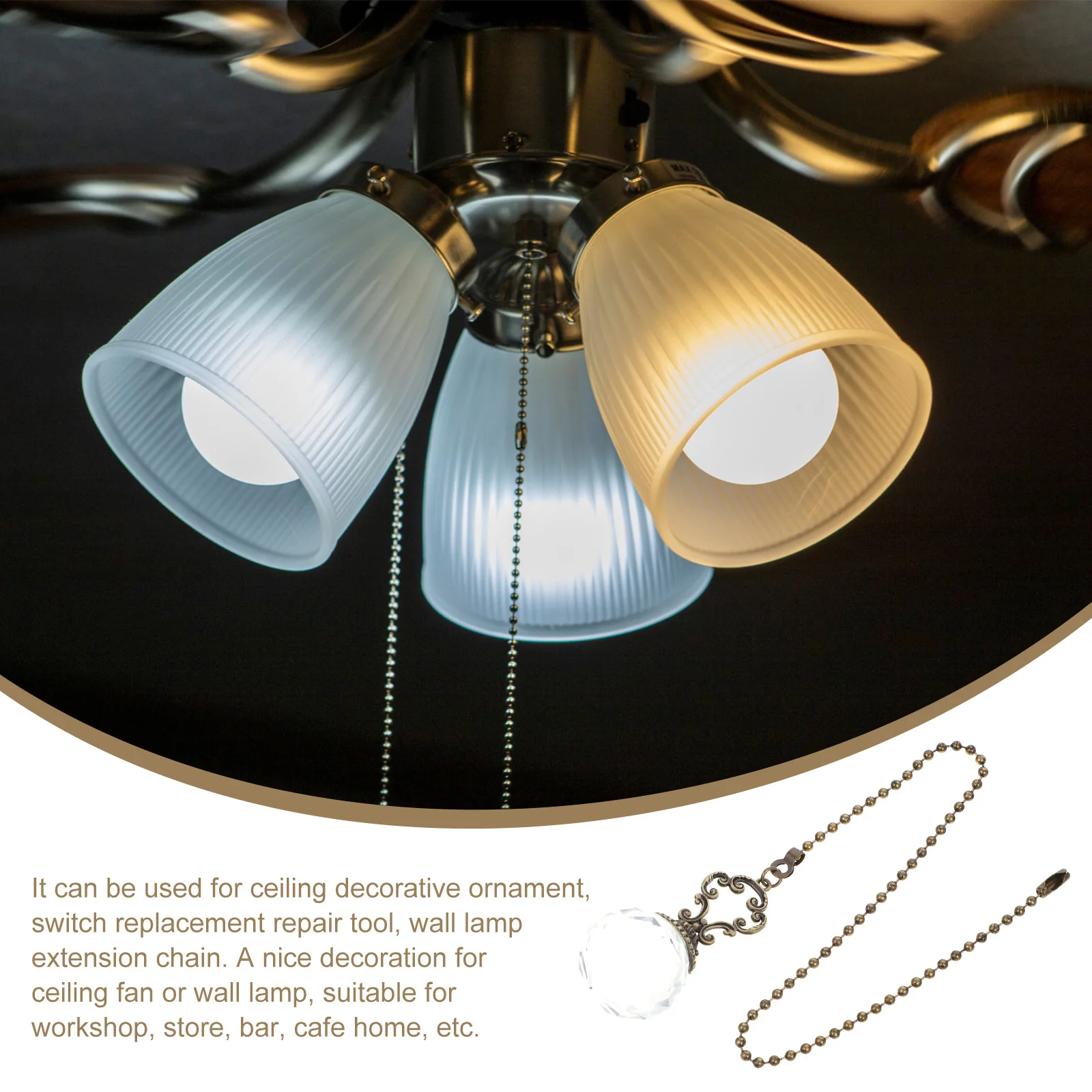 2Pcs Ceiling Fan Pull Chain Premium Crystal Pendant Decorative Light Pull Chain Extension Lamp Accessories for Home Cafe Store
2Pcs Ceiling Fan Pull Chain Premium Crystal Pendant Decorative Light Pull Chain Extension Lamp Accessories for Home Cafe Store