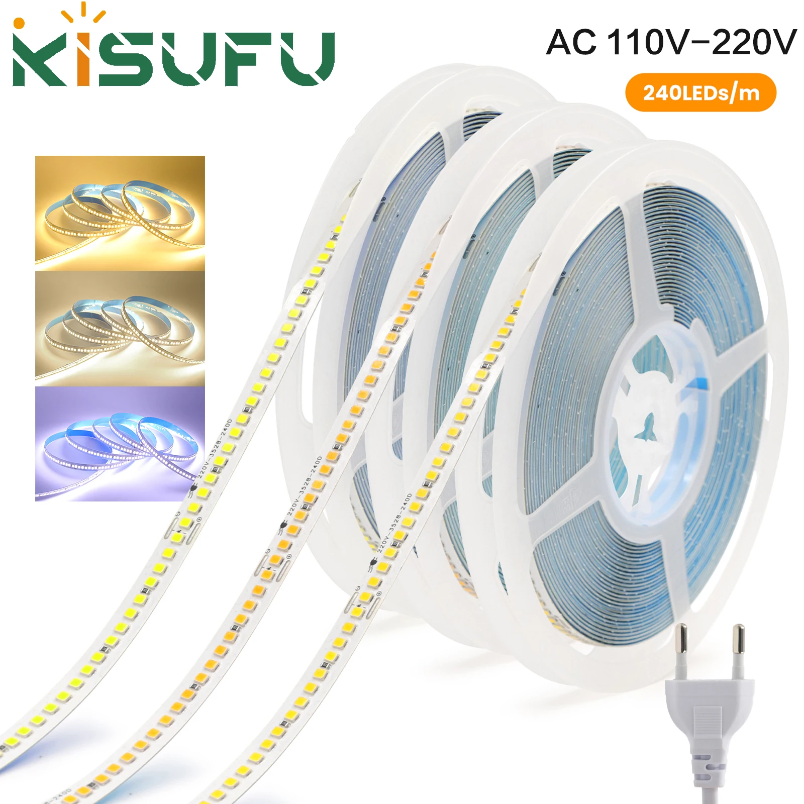AC 110V 220V LED Strip Light With Plug 3000K 4000K 6500K 240Leds/M IP44 Flexible Adhesive Tape Home Decor 5M 10M 15M 20M/Roll
AC 110V 220V LED Strip Light With Plug 3000K 4000K 6500K 240Leds/M IP44 Flexible Adhesive Tape Home Decor 5M 10M 15M 20M/Roll