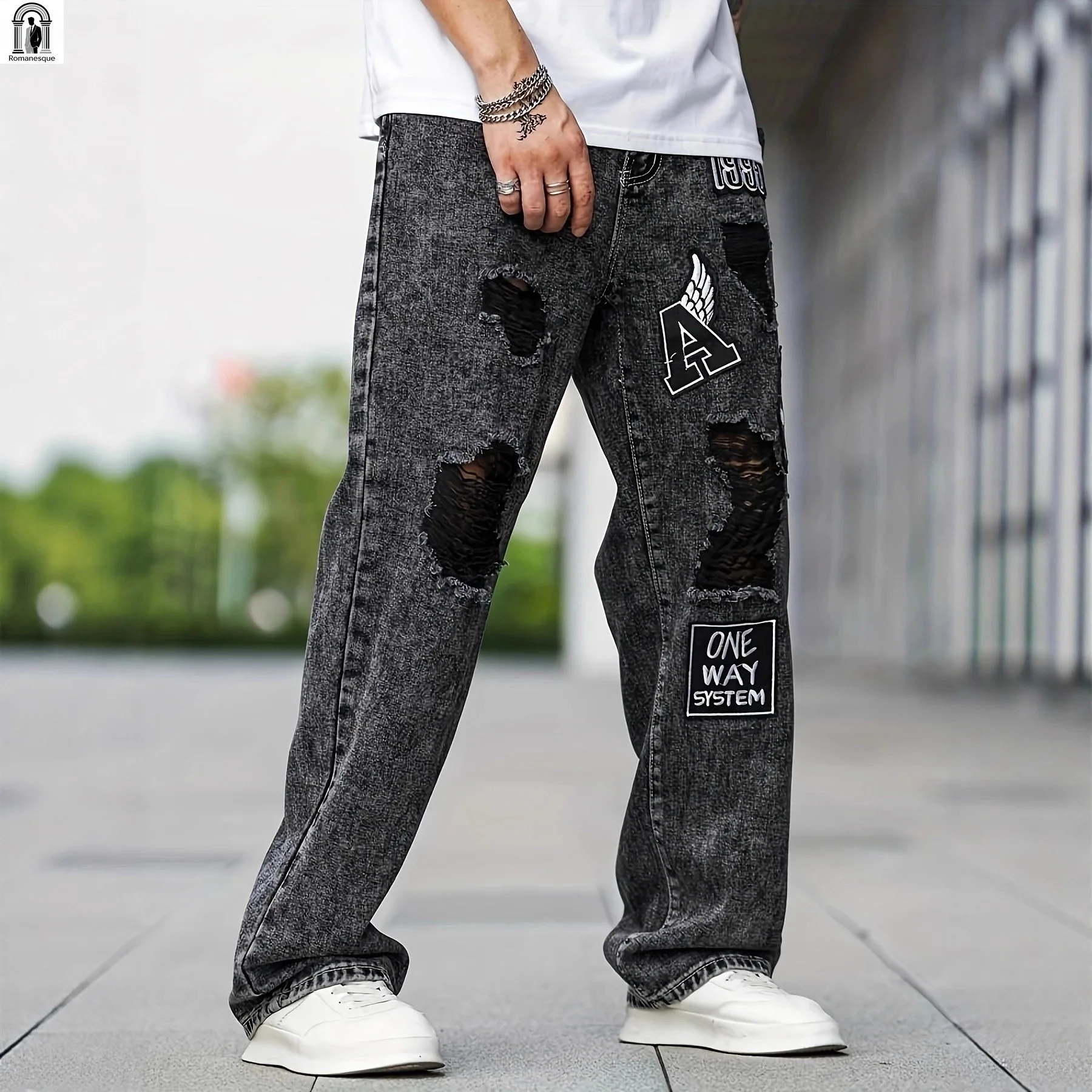 Men's High Street Ripped Jeans | Acid Wash Distressed Denim Pants | Patchwork Wide Leg Streetwear Trousers Baggy Pants
Men's High Street Ripped Jeans | Acid Wash Distressed Denim Pants | Patchwork Wide Leg Streetwear Trousers Baggy Pants
