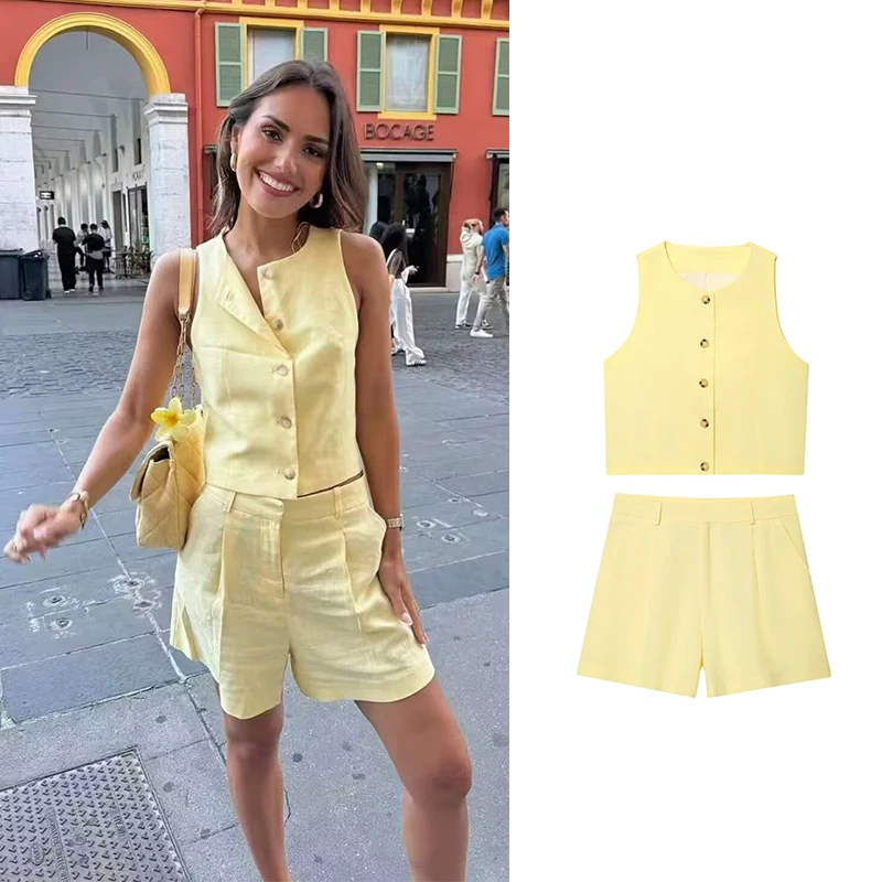 RAFZNB High Waist Casual Shorts Sets for Women 2 Pieces Fashion O-Neck Sleeveless Short Vests Two Piece Set Women Outfits
RAFZNB High Waist Casual Shorts Sets for Women 2 Pieces Fashion O-Neck Sleeveless Short Vests Two Piece Set Women Outfits