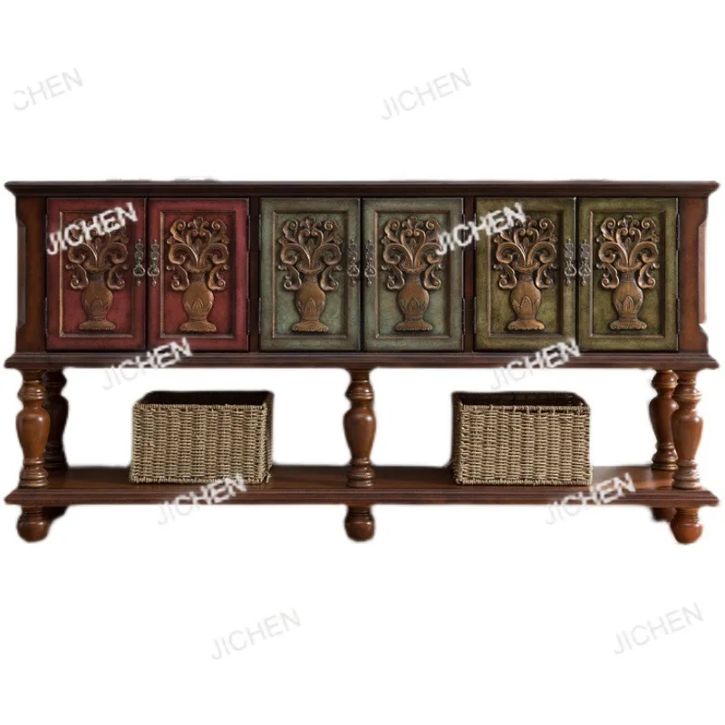 European style entrance cabinet carved creative bottle An six-door storage cabinet vintage solid wood sideboard
European style entrance cabinet carved creative bottle An six-door storage cabinet vintage solid wood sideboard