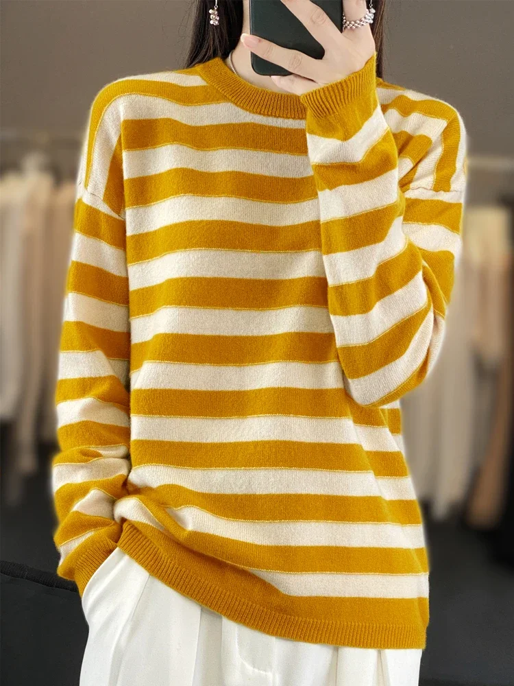 Autumn Winter Loose Warm Undershirt Casual Korean Bottoming Shirt Jumpers Women Sweater O-neck Long Sleeve Striped Pullovers
Autumn Winter Loose Warm Undershirt Casual Korean Bottoming Shirt Jumpers Women Sweater O-neck Long Sleeve Striped Pullovers