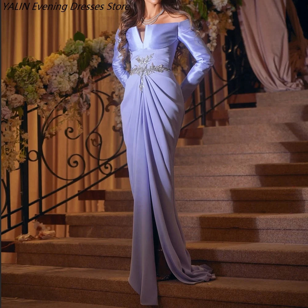 Women's Mermaid Evening Dresses Floor-length Off The Shoulder Full Sleeve Prom Dresses Fashion Flowers Sequined Customized Gowns
Women's Mermaid Evening Dresses Floor-length Off The Shoulder Full Sleeve Prom Dresses Fashion Flowers Sequined Customized Gowns