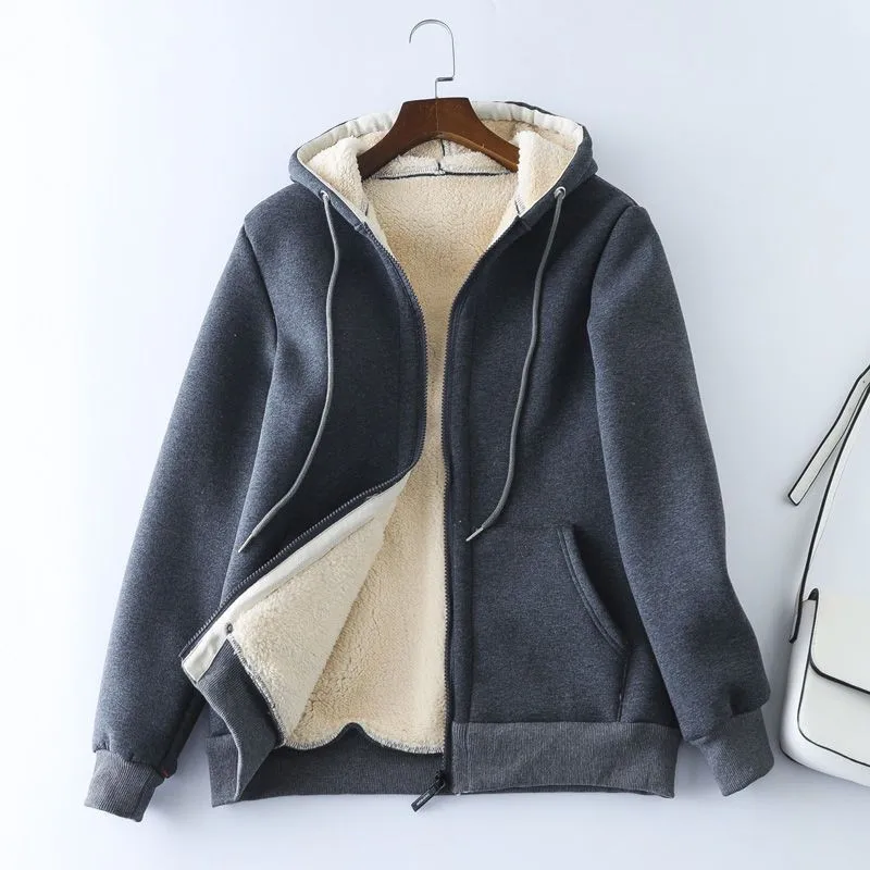Autumn Winter Plush Warm Women Hoodies Solid Color Zip-Up Hooded Jackets Streetwear Loose Fitted Sweatshirts толстовка женская
Autumn Winter Plush Warm Women Hoodies Solid Color Zip-Up Hooded Jackets Streetwear Loose Fitted Sweatshirts толстовка женская