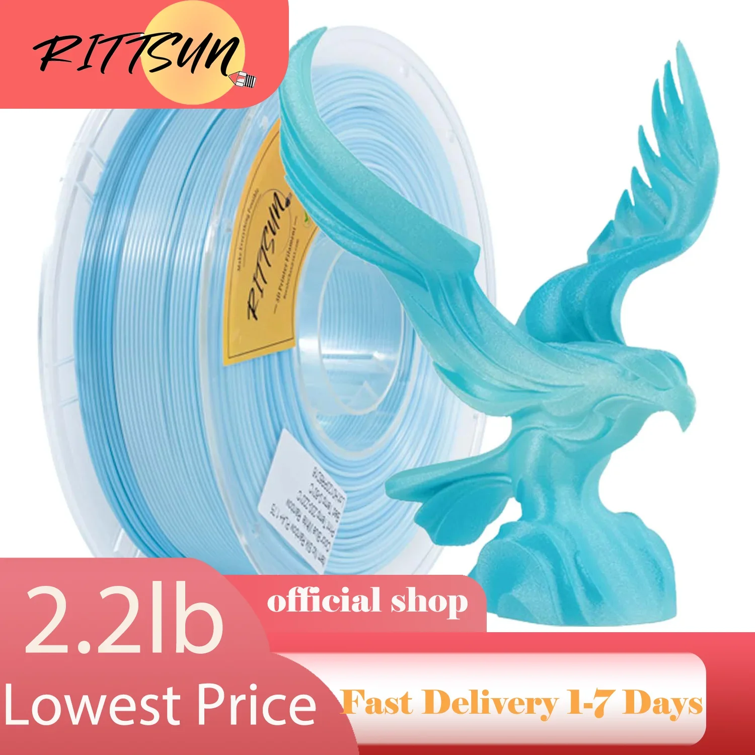 RITTSUN Silk PLA Gradient Filament 1.75mm — Red-Gold Shimmering Silk-Effect 3D Printing Filament, 1kg (2.2 lbs) Spool, High-Glos
RITTSUN Silk PLA Gradient Filament 1.75mm — Red-Gold Shimmering Silk-Effect 3D Printing Filament, 1kg (2.2 lbs) Spool, High-Glos