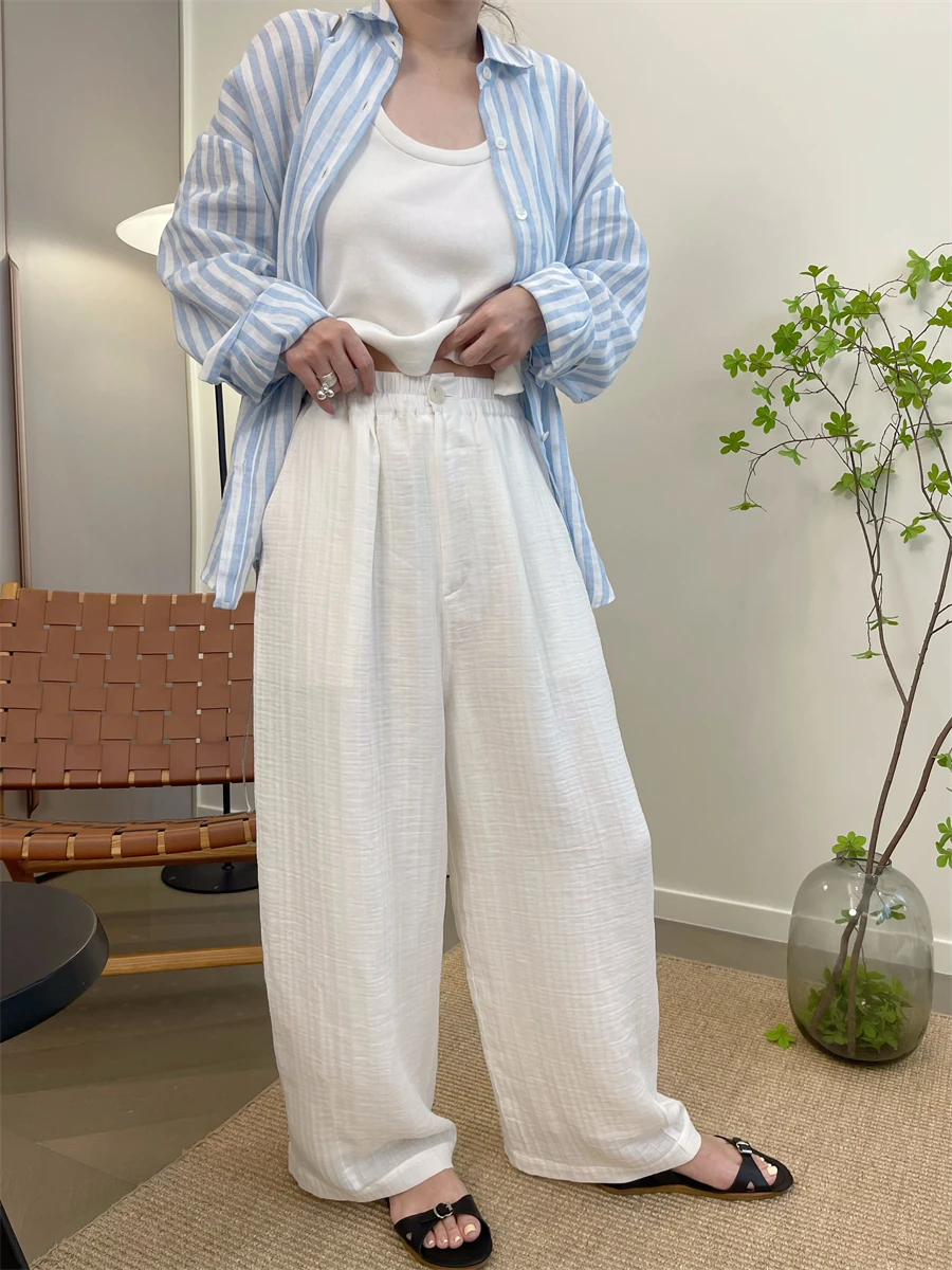 MKDesign Summer New Thin Texture Cotton Linen Wide Leg Pants Casual Loose Harlan Pants Breathable Comfortable Long Trousers
MKDesign Summer New Thin Texture Cotton Linen Wide Leg Pants Casual Loose Harlan Pants Breathable Comfortable Long Trousers