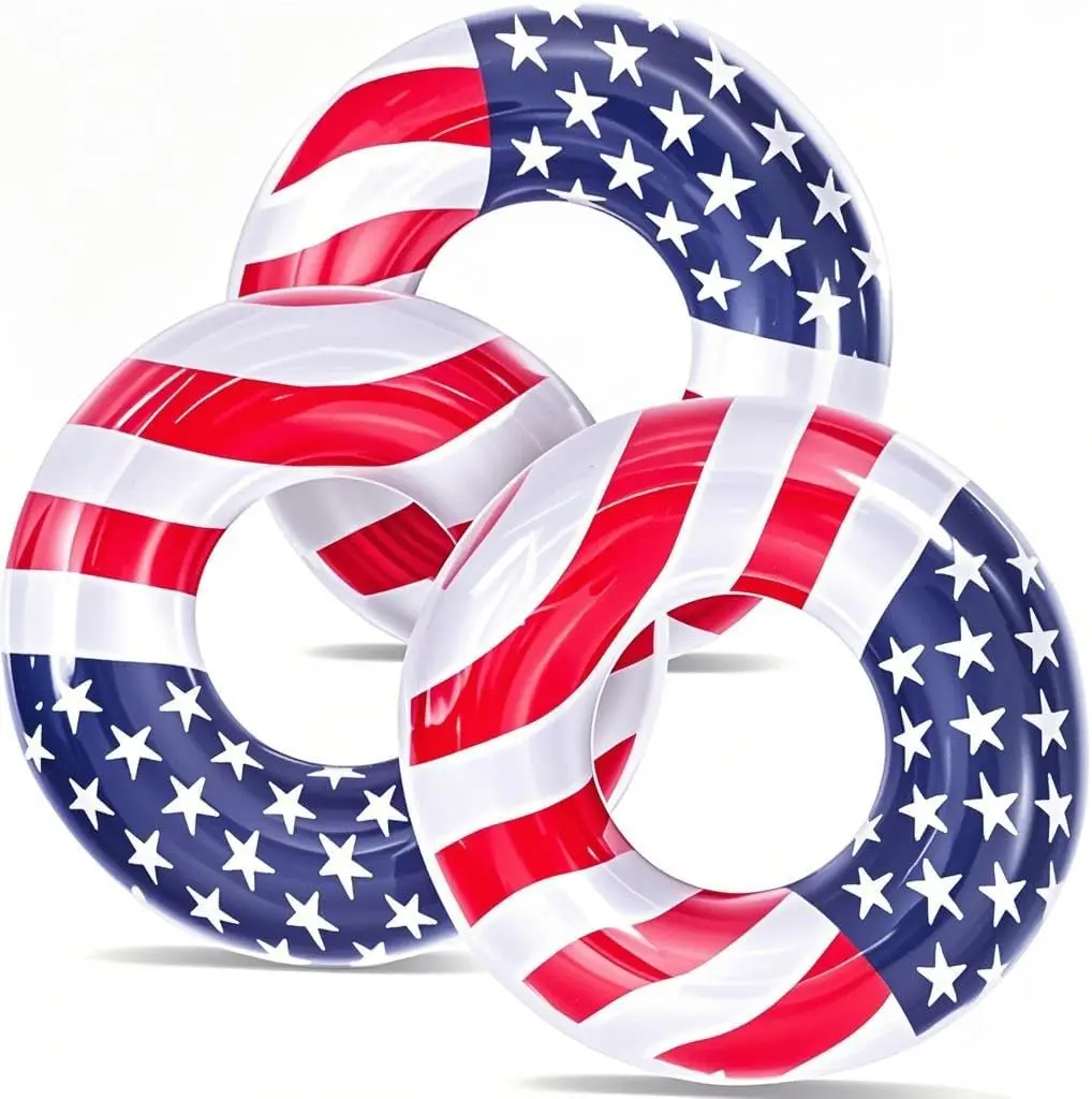 3 Pack Inflatable USA Flag Pool Floats for Kids Adults 35.5 inch Swim Tubes Rings for Lake Pool Beach Red White Blue Pool Floati
3 Pack Inflatable USA Flag Pool Floats for Kids Adults 35.5 inch Swim Tubes Rings for Lake Pool Beach Red White Blue Pool Floati